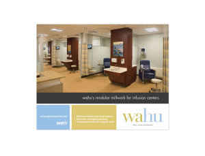 Email blast graphic featuring wahu's modular millwork for infusion centers